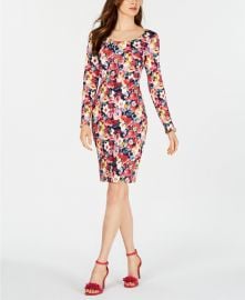 Betsey Johnson Floral-Print Long-Sleeve Sheath Dress   Reviews - Dresses - Women - Macy s at Macys